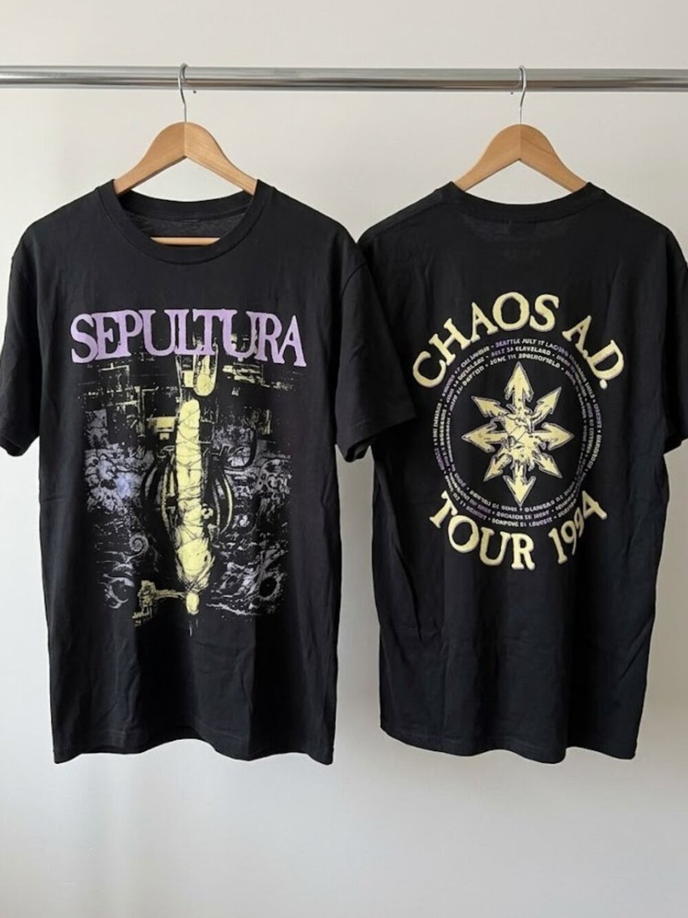 Sepultura Chaos A.D. Tour 1994 Vintage Graphic T-Shirt Reprint